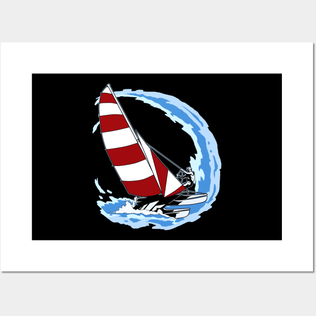 Love Sailing Gift Print Retro Sailor And Ocean Sailboat Design Wall Art by Linco
